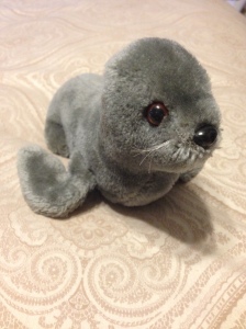 My "Andre" the seal from childhood. T slept with him last night. 
